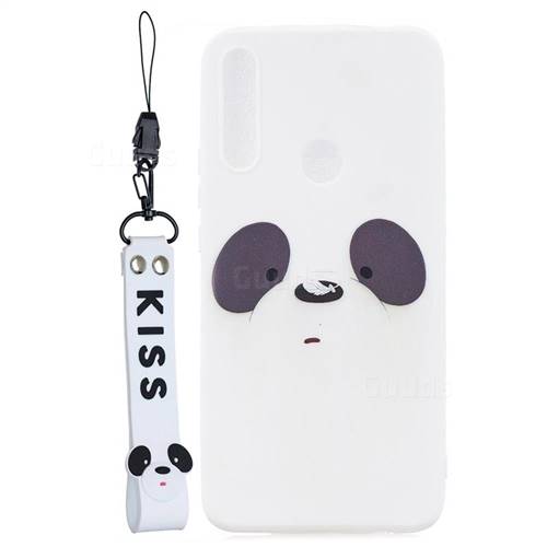 White Feather Panda Soft Kiss Candy Hand Strap Silicone Case for Huawei P Smart Z (2019)