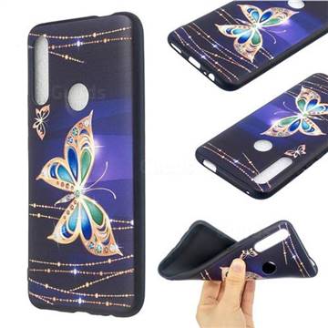 Golden Shining Butterfly 3D Embossed Relief Black Soft Back Cover for Huawei P Smart Z (2019)
