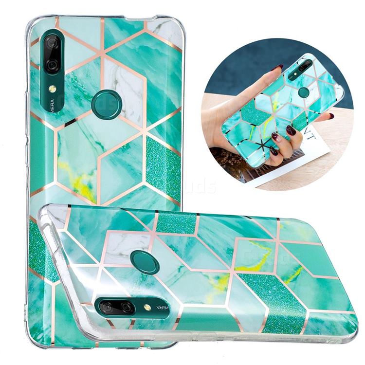 Green Glitter Painted Marble Electroplating Protective Case for Huawei P Smart Z (2019)