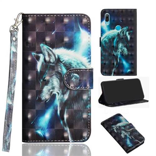 Snow Wolf 3D Painted Leather Wallet Case for Huawei P Smart Z (2019)