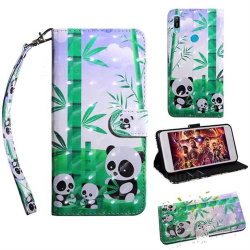 Eating Bamboo Pandas 3D Painted Leather Wallet Case for Huawei P Smart Z (2019)