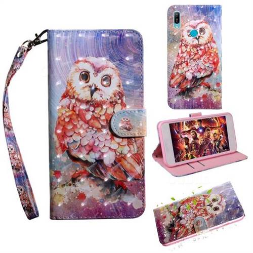 Colored Owl 3D Painted Leather Wallet Case for Huawei P Smart Z (2019)