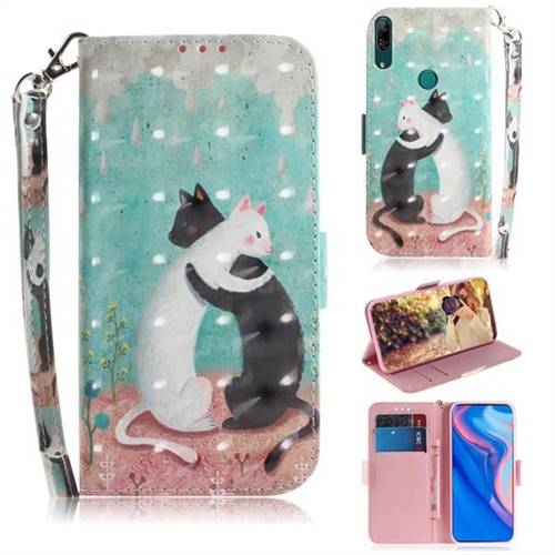 Black and White Cat 3D Painted Leather Wallet Phone Case for Huawei P Smart Z (2019)