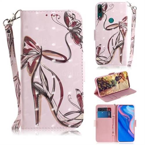 Butterfly High Heels 3D Painted Leather Wallet Phone Case for Huawei P Smart Z (2019)