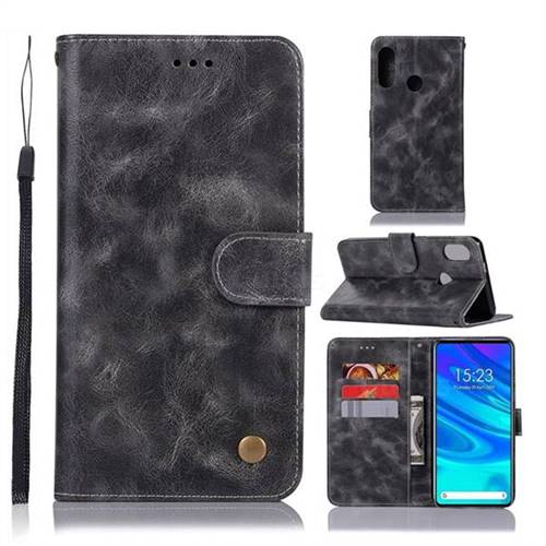 Luxury Retro Leather Wallet Case for Huawei P Smart Z (2019) - Gray