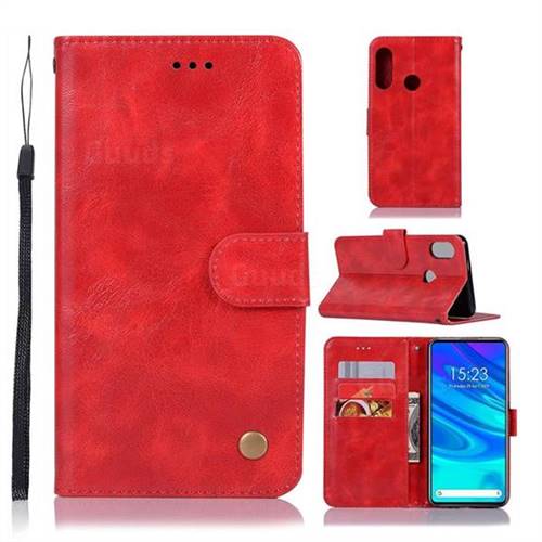 Luxury Retro Leather Wallet Case for Huawei P Smart Z (2019) - Red