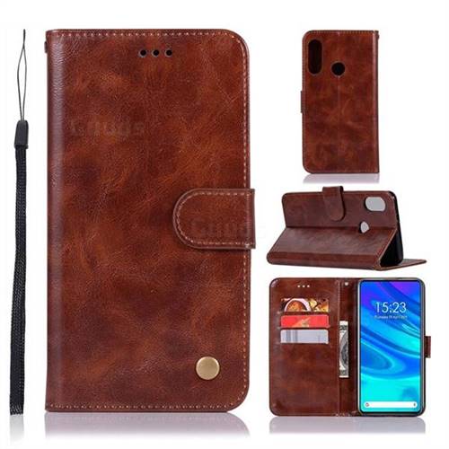 Luxury Retro Leather Wallet Case for Huawei P Smart Z (2019) - Brown