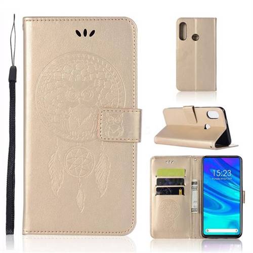 Intricate Embossing Owl Campanula Leather Wallet Case for Huawei P Smart Z (2019) - Champagne
