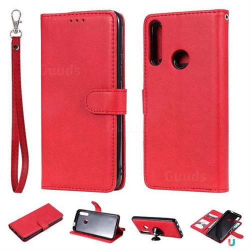 Retro Greek Detachable Magnetic PU Leather Wallet Phone Case for Huawei P Smart Z (2019) - Red