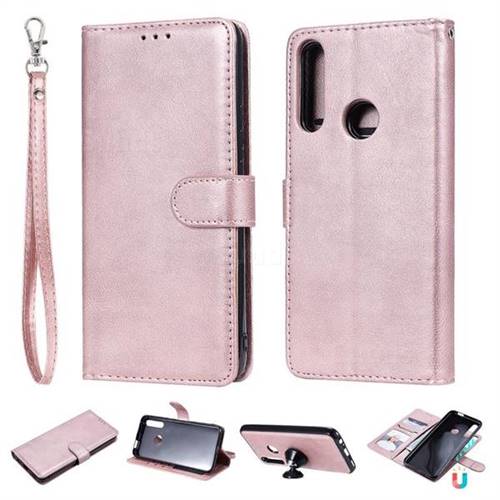 Retro Greek Detachable Magnetic PU Leather Wallet Phone Case for Huawei P Smart Z (2019) - Rose Gold