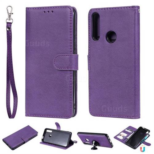 Retro Greek Detachable Magnetic PU Leather Wallet Phone Case for Huawei P Smart Z (2019) - Purple