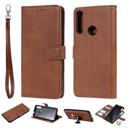 Retro Greek Detachable Magnetic PU Leather Wallet Phone Case for Huawei P Smart Z (2019) - Brown