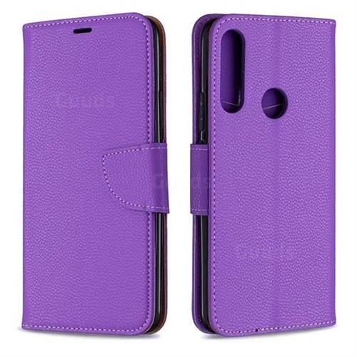 Classic Luxury Litchi Leather Phone Wallet Case for Huawei P Smart Z (2019) - Purple