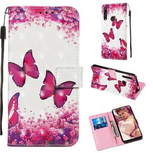 Rose Butterfly 3D Painted Leather Wallet Case for Huawei P Smart Z (2019)