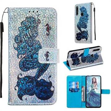 Mermaid Seahorse Sequins Painted Leather Wallet Case for Huawei P Smart Z (2019)