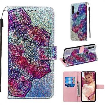 Glutinous Flower Sequins Painted Leather Wallet Case for Huawei P Smart Z (2019)