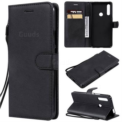 Retro Greek Classic Smooth PU Leather Wallet Phone Case for Huawei P Smart Z (2019) - Black