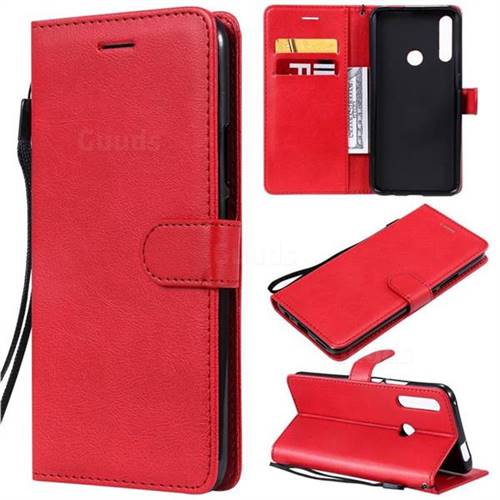 Retro Greek Classic Smooth PU Leather Wallet Phone Case for Huawei P Smart Z (2019) - Red