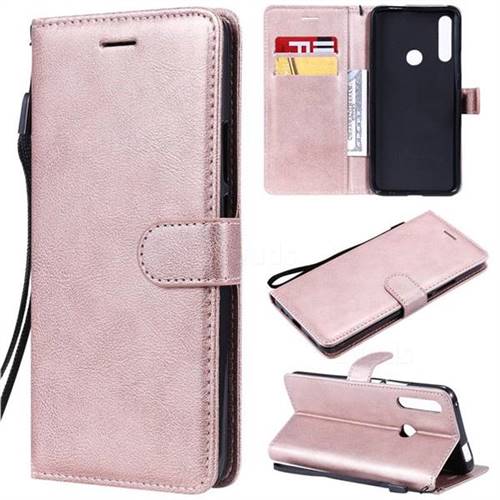 Retro Greek Classic Smooth PU Leather Wallet Phone Case for Huawei P Smart Z (2019) - Rose Gold