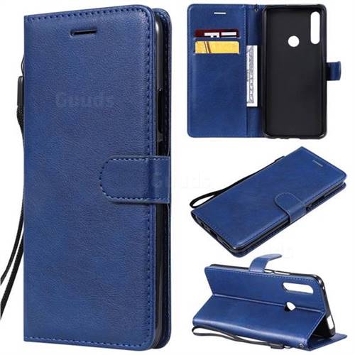 Retro Greek Classic Smooth PU Leather Wallet Phone Case for Huawei P Smart Z (2019) - Blue
