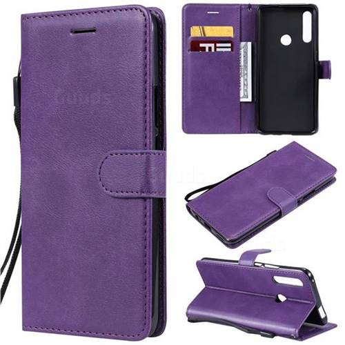 Retro Greek Classic Smooth PU Leather Wallet Phone Case for Huawei P Smart Z (2019) - Purple