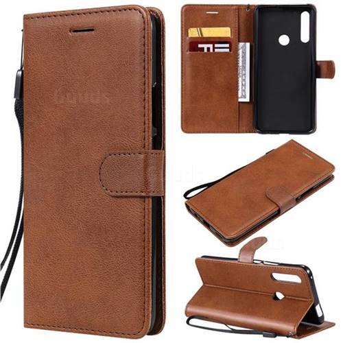 Retro Greek Classic Smooth PU Leather Wallet Phone Case for Huawei P Smart Z (2019) - Brown