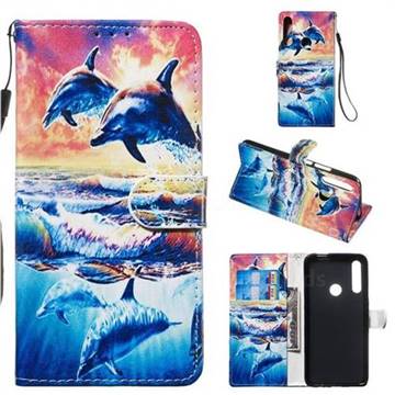 Couple Dolphin Smooth Leather Phone Wallet Case for Huawei P Smart Z (2019)