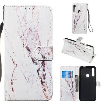White Marble Smooth Leather Phone Wallet Case for Huawei P Smart Z (2019)