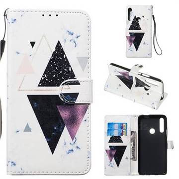 Triangle Marble Smooth Leather Phone Wallet Case for Huawei P Smart Z (2019)