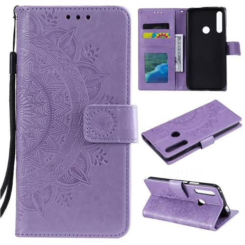 Intricate Embossing Datura Leather Wallet Case for Huawei P Smart Z (2019) - Purple