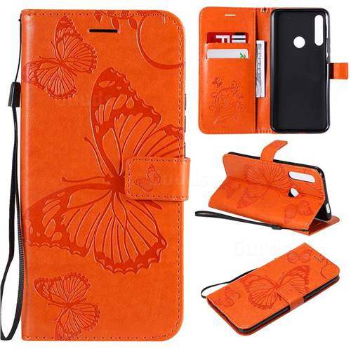 Embossing 3D Butterfly Leather Wallet Case for Huawei P Smart Z (2019) - Orange