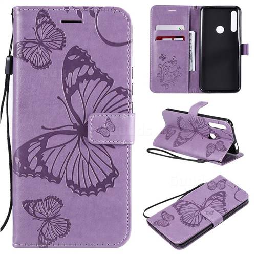 Embossing 3D Butterfly Leather Wallet Case for Huawei P Smart Z (2019) - Purple