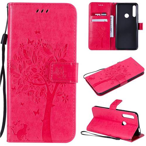 Embossing Butterfly Tree Leather Wallet Case for Huawei P Smart Z (2019) - Rose