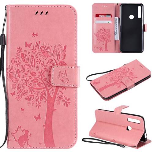 Embossing Butterfly Tree Leather Wallet Case for Huawei P Smart Z (2019) - Pink
