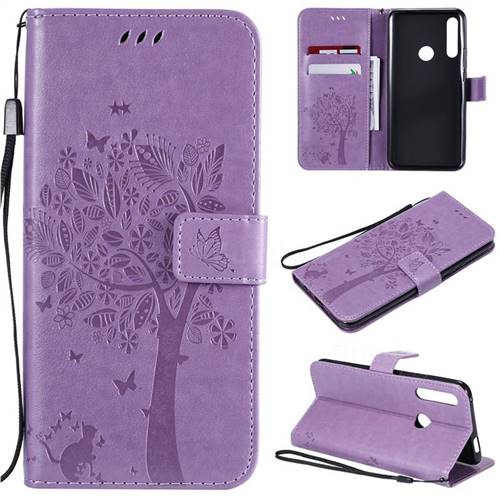 Embossing Butterfly Tree Leather Wallet Case for Huawei P Smart Z (2019) - Violet