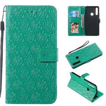 Intricate Embossing Rattan Flower Leather Wallet Case for Huawei P Smart Z (2019) - Green