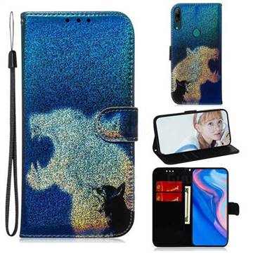 Cat and Leopard Laser Shining Leather Wallet Phone Case for Huawei P Smart Z (2019)