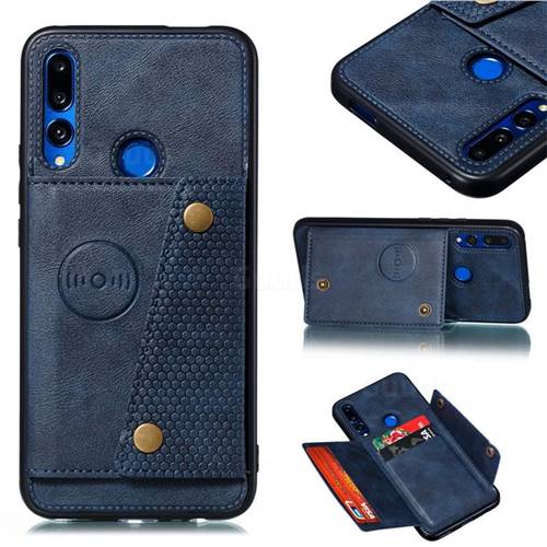 Retro Multifunction Card Slots Stand Leather Coated Phone Back Cover for Huawei P Smart Z (2019) - Blue
