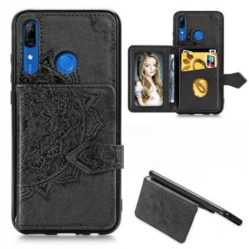 Mandala Flower Cloth Multifunction Stand Card Leather Phone Case for Huawei P Smart Z (2019) - Black
