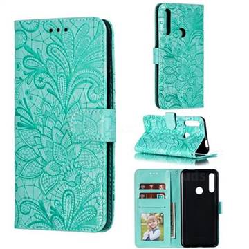 Intricate Embossing Lace Jasmine Flower Leather Wallet Case for Huawei P Smart Z (2019) - Green