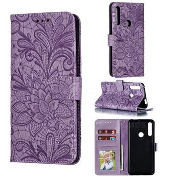 Intricate Embossing Lace Jasmine Flower Leather Wallet Case for Huawei P Smart Z (2019) - Purple