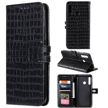 Luxury Crocodile Magnetic Leather Wallet Phone Case for Huawei P Smart Z (2019) - Black