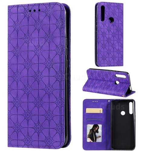 Intricate Embossing Four Leaf Clover Leather Wallet Case for Huawei P Smart Z (2019) - Purple