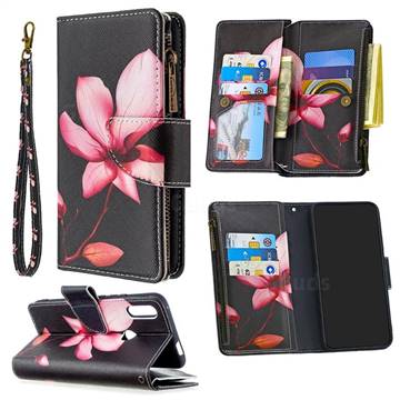 Lotus Flower Binfen Color BF03 Retro Zipper Leather Wallet Phone Case for Huawei P Smart Z (2019)