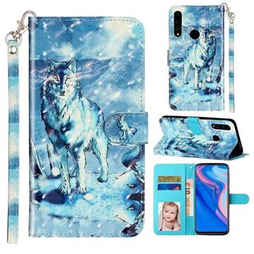 Snow Wolf 3D Leather Phone Holster Wallet Case for Huawei P Smart Z (2019)