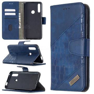BinfenColor BF04 Color Block Stitching Crocodile Leather Case Cover for Huawei P Smart Z (2019) - Blue