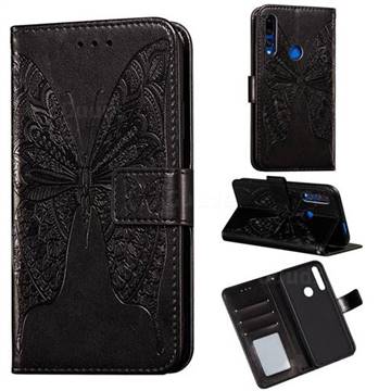 Intricate Embossing Vivid Butterfly Leather Wallet Case for Huawei P Smart Z (2019) - Black