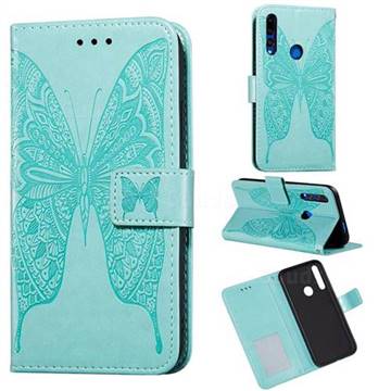 Intricate Embossing Vivid Butterfly Leather Wallet Case for Huawei P Smart Z (2019) - Green