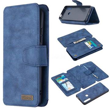 Binfen Color BF07 Frosted Zipper Bag Multifunction Leather Phone Wallet for Huawei P Smart Z (2019) - Blue
