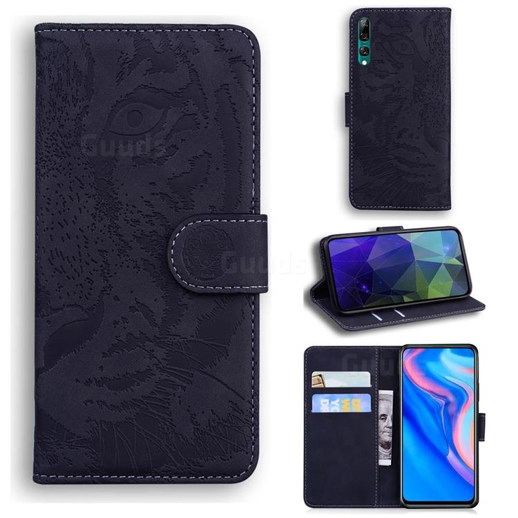 Intricate Embossing Tiger Face Leather Wallet Case for Huawei P Smart Z (2019) - Black